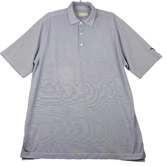 Donald Ross Polo Shirt Men's L Blue Stripe‎ Golf Blue Eagle w/ White Globe Logo - Picture 10 of 10